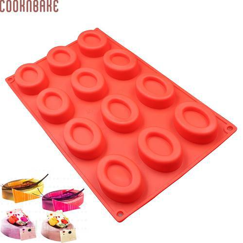 COOKNBAKE DIY Silicone Cake Mold 12 Lattices Oval Shape Cookies Mold Chocolate Mold Handmade Soap Mold CDSM-118