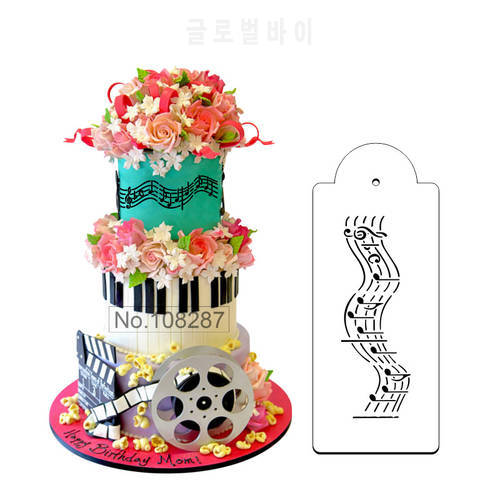 Musical Notes Border Cake Stencil For Wedding Party Dessert Decor Art Template Mold Tool For Kitchen Baking DIY ST-414