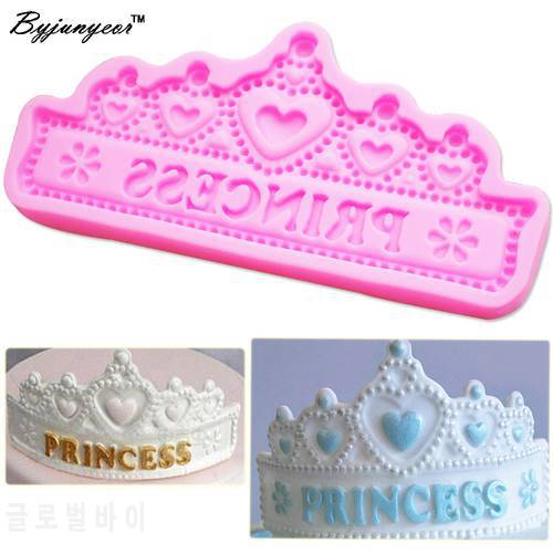 Byjunyeor M657 Princess Crown UV Resin Silicone Mold Fondant Chocolate Candy Lollipop Crystal Epoxy Soft Clay Bake Tool