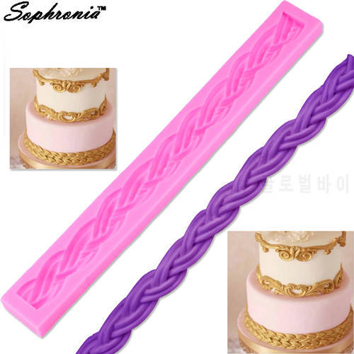 Sophronia Long Rope Cake Border Silicone Mold 3D Fondant Cake Decorating Tools Gumpaste Chocolate Moulds M663,25.5*3.2*1cm