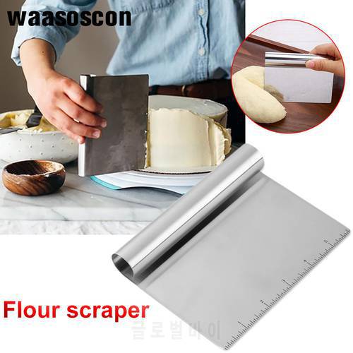 Multifunction Stainless Steel Smoother Edge Cake Scraper With Scale Pizza Cutter Flour Slicer Pastry Icecream Spatulas Cake Tool