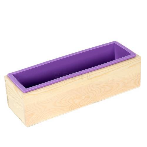 Rectangular Soap Mold Silicone Liner Loaf Mould with Wood Box for Homemade Cold Process 1200g
