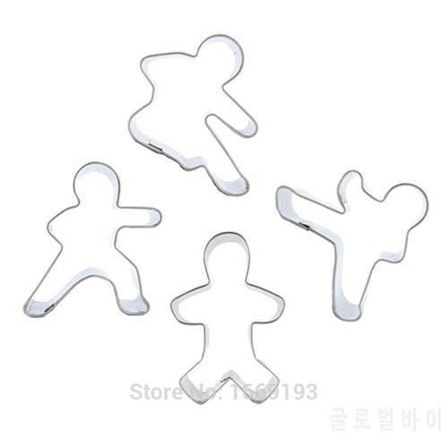 Four Martial Arts Masters Shape Cake Decorating Fondant Cutters Tools Set,Cookie Biscuit Stainless Steel Baking Molds