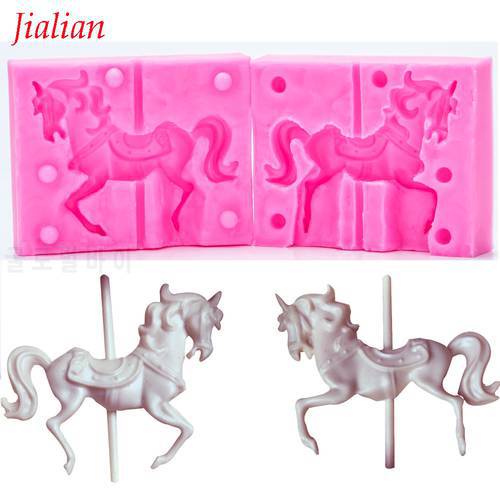 Jialian 3D stereoscopic clamping pony horseSilicone Mold Chocolate Fondant Decorating Baking fondant Tool FT-0979