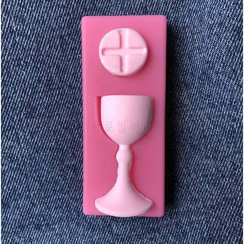 Cake Tool 1pc Charlice cup Baptism Trophy Silicone mold Mould Romantic communition cup Cake Baking Icing Ice