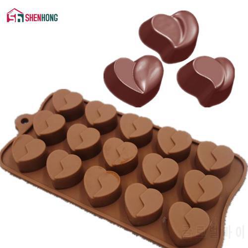 SHENHONG Pop Heart Chocolates Mould 3D Non-stick Silicone Cake Mold Art Mousse Moule Silikonowe Pastry Muffin Brownie Baking