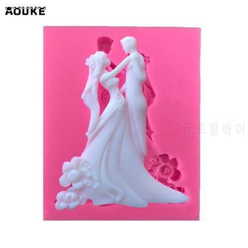 Wedding Dress Silicone Resin Molds Fondant Cake Decorating Tools DIY Bride And Groom Kitchen Baking Accessories