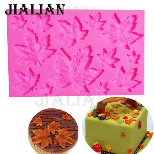 DIY Maple Leaf Silicone Cupcake Baking Mold Leaves Christmas Cake Decorating Tools Gumpaste Chocolate Candy Clay Moulds T973