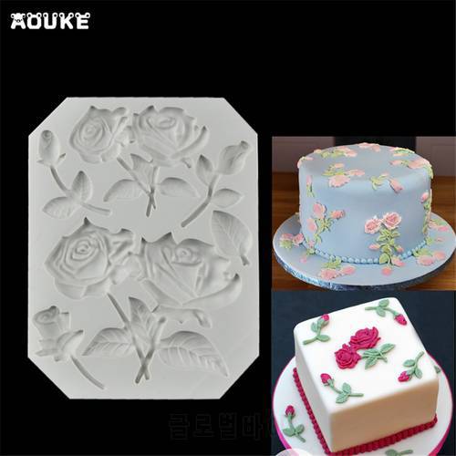 Roses Flower Shape Silicone Mold Fondant Cake Biscuits Pastry Mould Candy Chocolate Molds Cake Decoration DIY Baking Tools