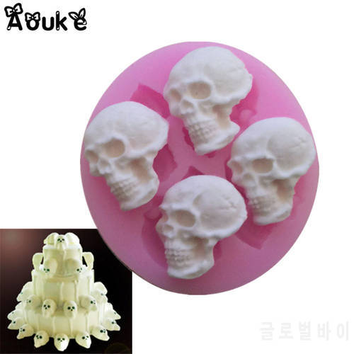 3D Skull Head Chocolate Molds Embossed Silicone Cake Mold Biscuits Fondant Mould DIY Baking Decorating Tools Cookies Moulds
