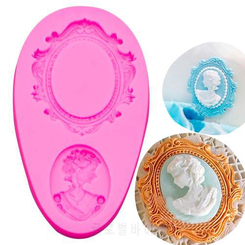 Ghost head Picture frame shape fondant silicone mold for kitchen chocolate pastry candy making cupcake lace decoration tool 1082