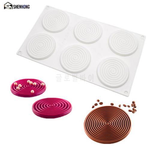 SHENHONG Spiral Shape Silicone Mold 6 Holes Peach 3D Cake Moulds Mousse For Ice Creams Chocolate Pastry Bakeware Dessert Art Pan