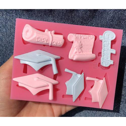 Silicone Mold 1 pc Super Quality graduation doctor hat mould sugar craft fondant cake decorating animal mould baking tool