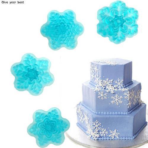 4 Pcs/Set Cake Tools Flower Snowflake Cake Mold Plastic Embossed Sugar Craft Cookie Pastry DIY Tools formas de silicone