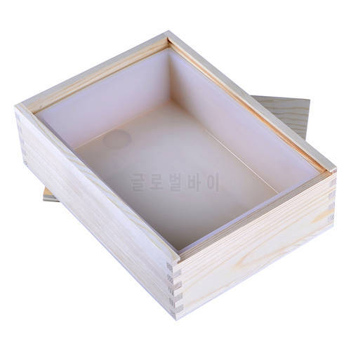 Rectangle Silicone Soap Mold with Wooden Box Silicone Liner for Handmade 9 Bar Slab Loaf Mould Tools