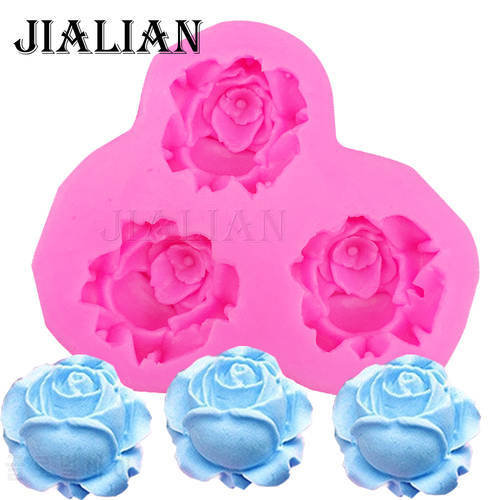 3D roses flower soap mould chocolate wedding cake decorating tools DIY fondant silicone mold T0405