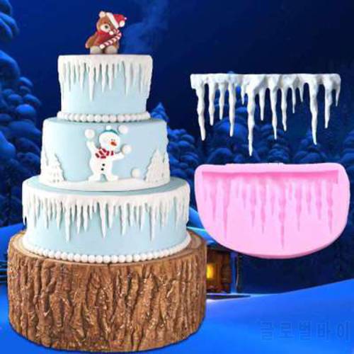 Icicles Cake Decoration Silicone Mold Icicle Border Sugarcraft Frozen Fondant Cake Christmas Fondant Cake Decorating Tools H281