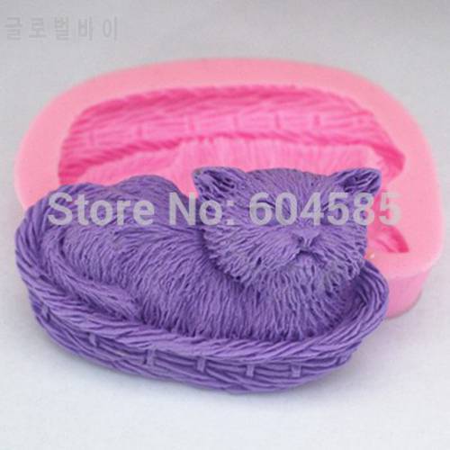 cat fondant cake molds soap chocolate mould for the kitchen baking FM079