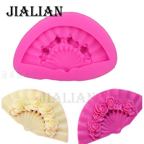 Classical Fan Rose flowers soap mould chocolate cake decorating tools DIY fondant silicone mold kitchen bar supplies T0118