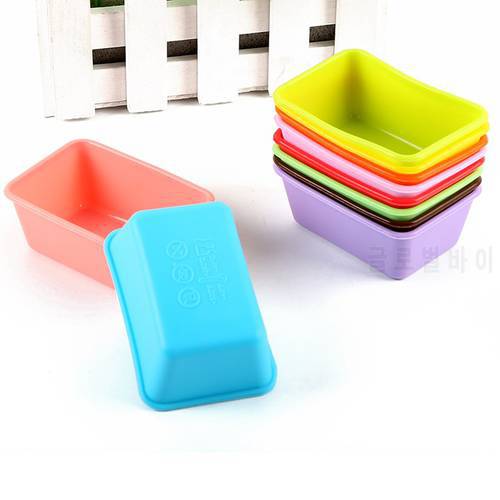 10 Pieces Rectangle Silicone Small Loaf Pan Silicone Muffin Baking Cups Cupcake Mold E149
