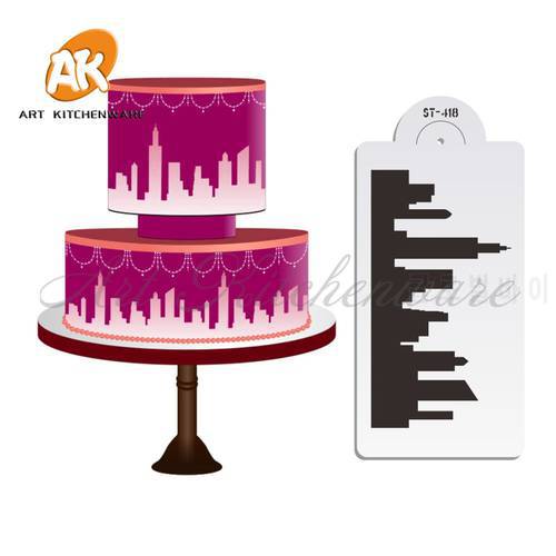 New York Skyline Cake Stencil Cake Side Stencil Fondant cake decorating Mold Wall Decorating Stencil Bakeware Pastry Tool ST-418
