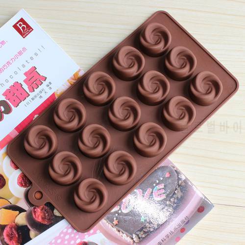 Silicone Flower Rose Swirl Shape Chocolate Mold Jelly Cany Ice Mold Cake Moulds Bake Ware D595