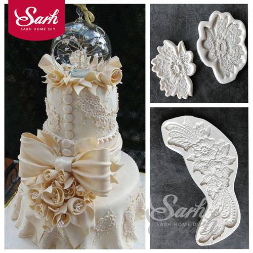 European Flower Pattern Fabric Lace Border Mold Chocolate Mold for the Kitchen Baking Cake Tool DIY Sugarcraft Decoration Tool