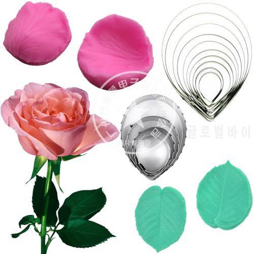 Rose petal & Leaves Veiner & Cutter Fondant Cake Decoration Floral petal cutter Cutter Stainless steel cutter Set