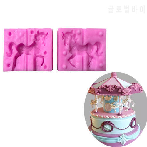 2PC Horse Shaped Fondant Silicone Mold 3D Craft Cake Decorating Tools DIY Cake Baking Mold Chocolate Candy Tools L130