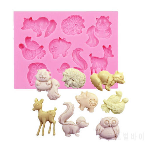 1PC Animal Series Deer Owl Shaped Fondant Silicone Mold Craft Cake Decorating Tools Chocolate Pastry Tool Baking Mold L029