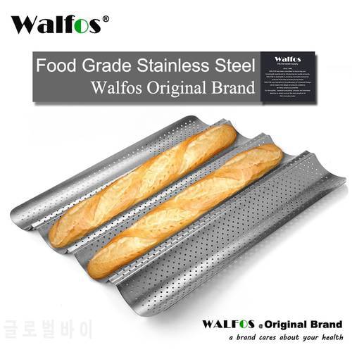 WALFOS French Bread Baking Pan 2/4 Groove Wave Loaves Loaf Bake Mold Non-Stick Bread Pans Baking utensils Tray Pastry Tools