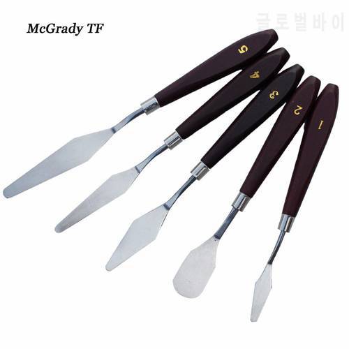 5Pcs Mixed Stainless Steel Palette Scraper Set Spatula Knives For Artist Oil Painting Tools Painting Knife Blade