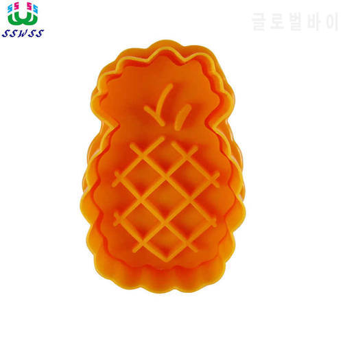 Pineapple Fruits Pattern Cookie Cutters Plastic Pressable Biscuit Mold Cookie Stamp Kitchen Baking Pastry Bakeware Tools