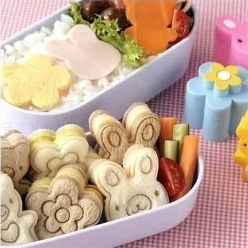 3pcs/set Bear Flower Rabbit Sandwich Mold Cutter Bread Biscuits Embossed Device Cake Tools Rice Balls Lunch Mould E048