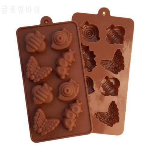 New Snail Insect Butterflies Shaped Chocolate Mould Cake Tools Candy Mold Silicone Bakeware Cupcake Cake Topper D528