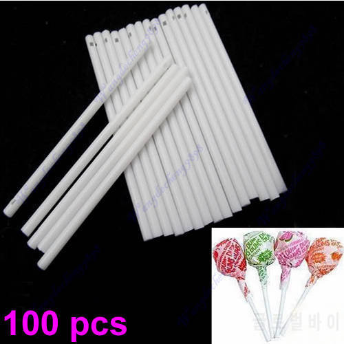 New White 100pcs Pop Sticks Sucker Chocolate Cake Candy Lollipop Lolly Making Mould