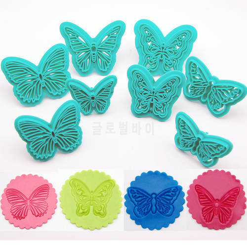 2pcs/Set Plastic Butterfly Embosser Cake Fondant Sugarcraft Cookie Decorating Cutters Cake Mold Baking Tools