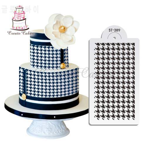 Houndstooth Cake Stencil Plastic Fondant Decorative Stencil for Cupcake and Cookies Lace Template Mold Decorating Tools Bakeware