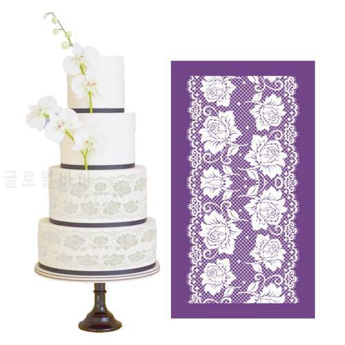 New Design Rose Mesh Stencils for Fondant Wedding Cake Lace Moulds Baking Tools Sugarcraft Decorating Template Fabric MST-53