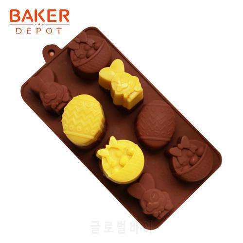 BAKER DEPOT Silicone Molds for chocolate eggs Easter cake pastry baking tool ice cube soap mold jello candy pudding mould 8 hole