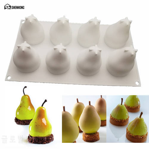SHENHONG Fruit 3D Mousse Art Cake Mould Pear Silicone Decoration Mold Silikonowe Moule Formy Baking Pastry