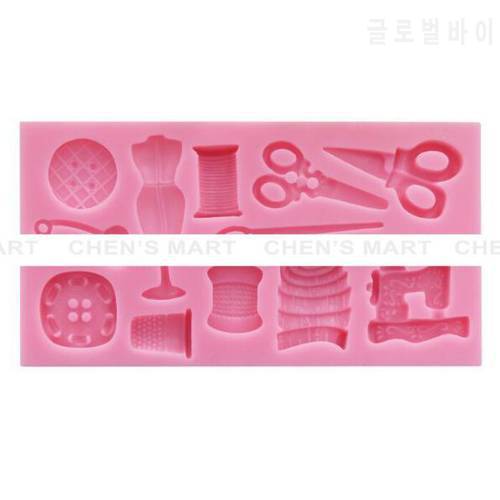 Cake Tool 1 pc Scissor button sewing designer clothes Silicone Mould Wedding Cake Border Fondant Cake Decorating Clay Molds