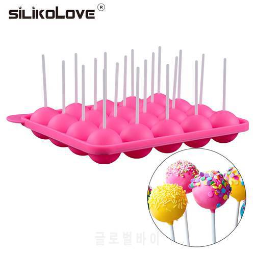 1PC Lollipop Mould 20 Holes Silicone Pop Mold DIY lollipop Chocolate Cookie Candy Maker Tray for Party for Children with Sticks