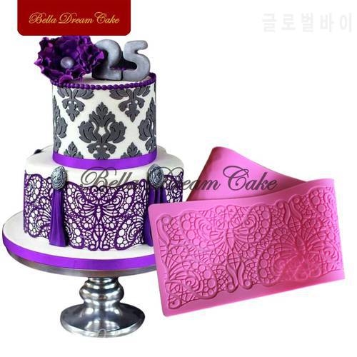 Butterflies Decoration Lace Mat Lace Fondant Mold Sugar Lace Silicone Pad for Wedding cake,Christmas Silicone Mould Lace Mold
