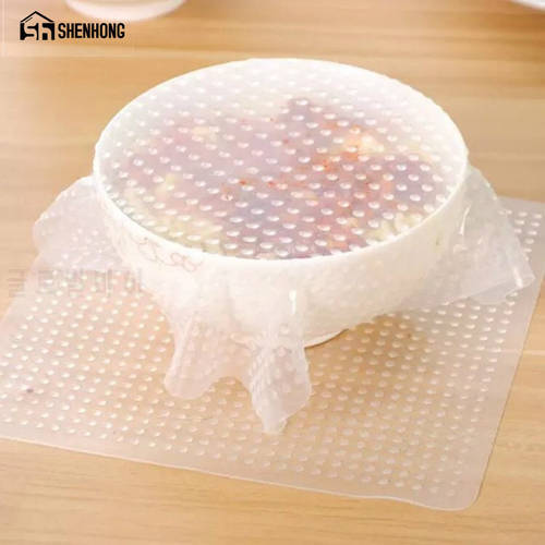 4PCS/SET Silicone Wraps Seal Cover Stretch Cling Film Food Fresh Keep Wraps Kitchen Fresh Wraps Accesssories Tools