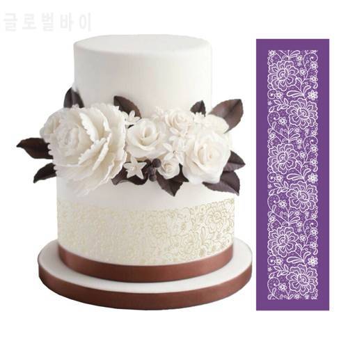 New Design Flowers Cake Mesh Stencils Lace Fondant Mat for Wedding Cake Pastry Baking Tools Moulds Fabric Bakeware Molds MST-42