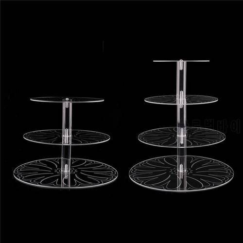 Acrylic round pan pattern 3 4 tier wedding cupcake cake stand set display rack stands for birthday party cakes decor stand