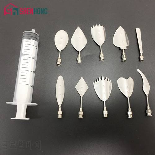 New Arrival 10 Pcs/Set 3D Jelly Art Tools and 1 Pieces Syringes Jelly Cake Jello Art Gelatin Tools Puding Nozzle Leaves