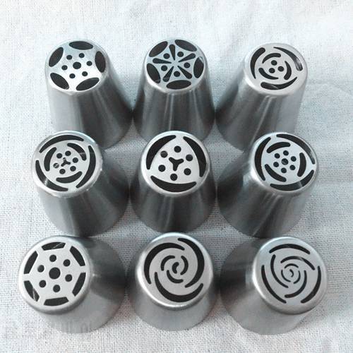9PC/ Set Popular Cake Decorating Tools Russian Tips Icing Piping Pastry Nozzles Stainless Steel Decoration Kitchen Accessories