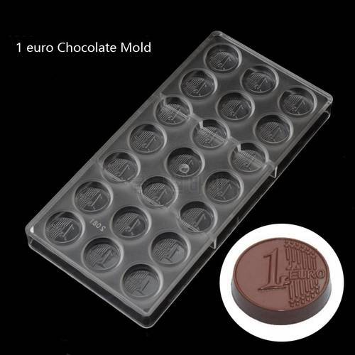 1 One Euro Coin Shape Hard PPlastic PC olycarbonate Chocolate Fondant Mould Ice Cube Mold Cozinha DIY Tool
